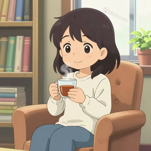 contentedly