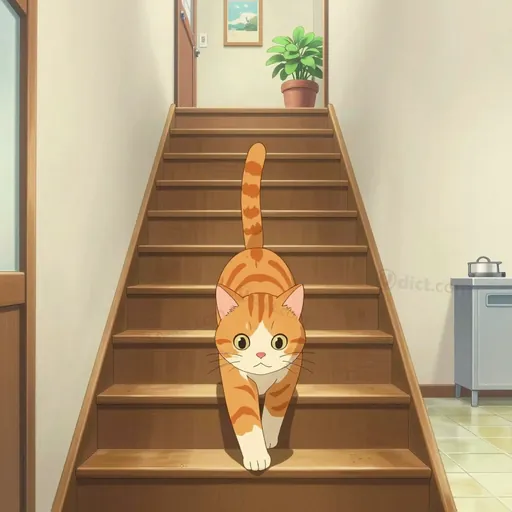 down the stairs