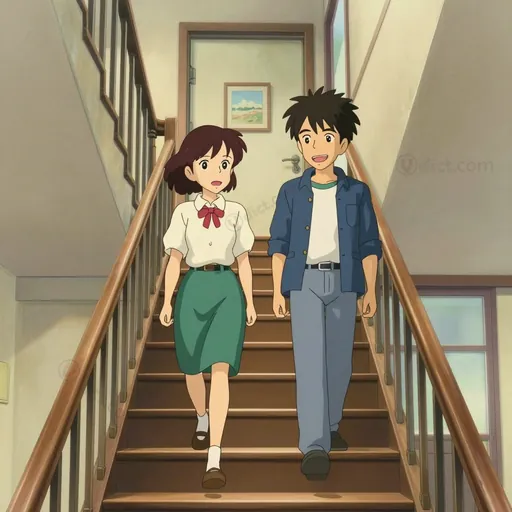 up the stairs